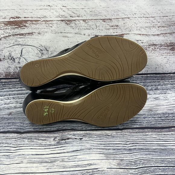 Dansko Vivian Black Leather Mini Wedge Sandals Shoes, Women’s Size 41 - Picture 7 of 8